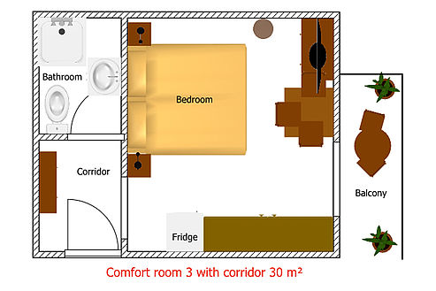 Komfortzimmer 3 mit Vorraum 2D